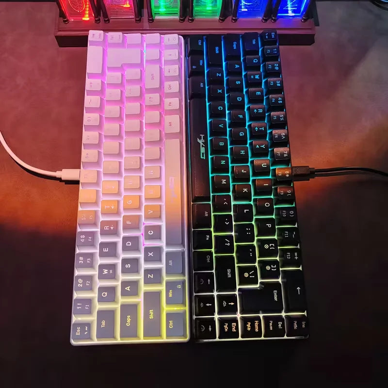 Ultra-Compact 65% Size Gaming Membrane Keyboard, Ergonomic RGB Backlit, Portable 68-Key Wired Office Keyboard with USB Plug-in,
