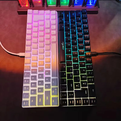 Ultra-Compact 65% Size Gaming Membrane Keyboard, Ergonomic RGB Backlit, Portable 68-Key Wired Office Keyboard with USB Plug-in,