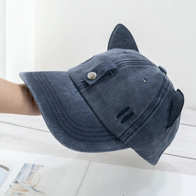 New Cat Ears Sunglasses Baseball Cap Y2K Cotton Washed Pilot Snapback Caps Gorras Women And Men Outdoor Sunshade Sun Hats Unisex