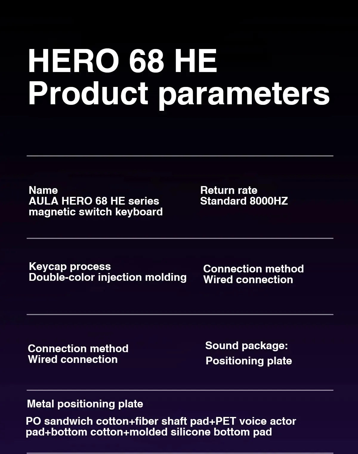 Teclado AULA HERO 68HE con interruptores magnéticos RGB Gaming mecánico Rapid Trigger retorno 8K con cable para esports personalizable