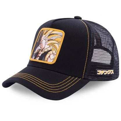 Cappellino da viaggio estivo Dragon Ball Buu Goku per uomo, con visiera, ricamo, stile hip-hop, visiera parasole, regolabile, in rete, tipo "trucker"