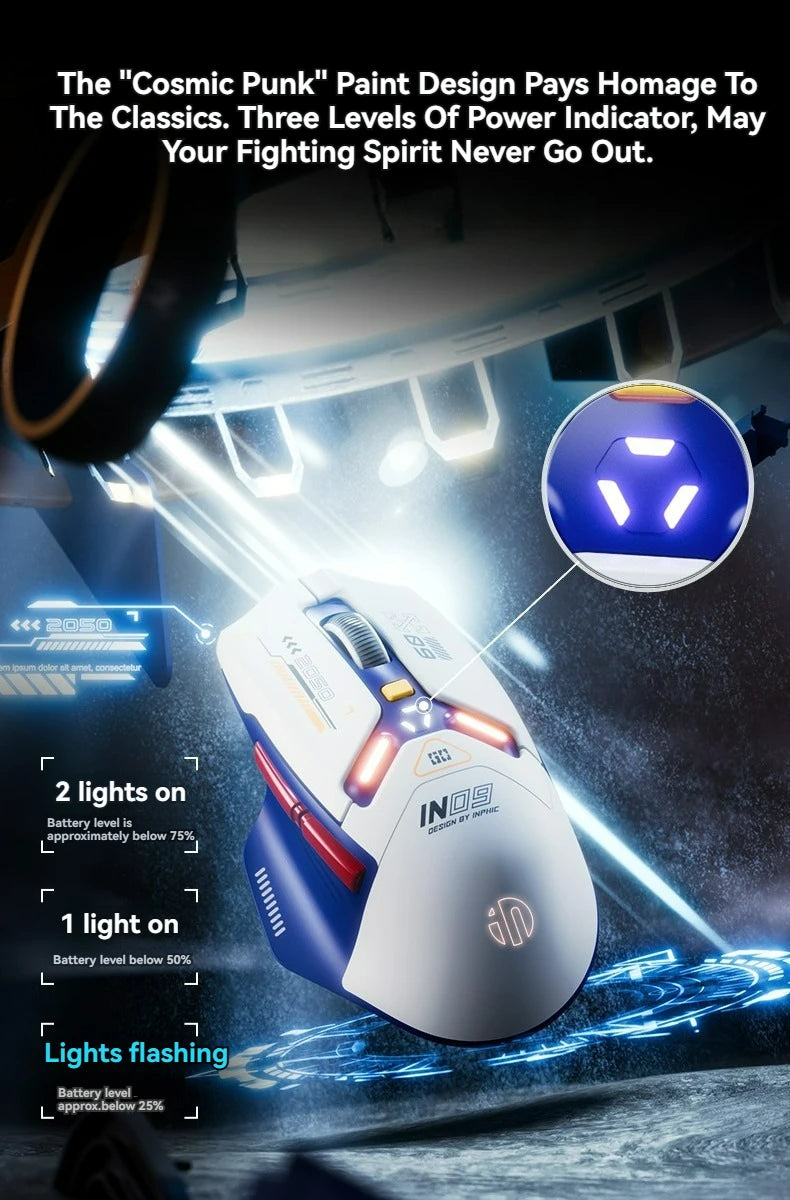 Tri-Mode Wireless Bluetooth Gaming Mouse 10000 DPI RGB Rechargeable Gaming Mouse with 2.4GHz, Bluetooth 5.0 & Wired Connection for PC, Laptop & Mac