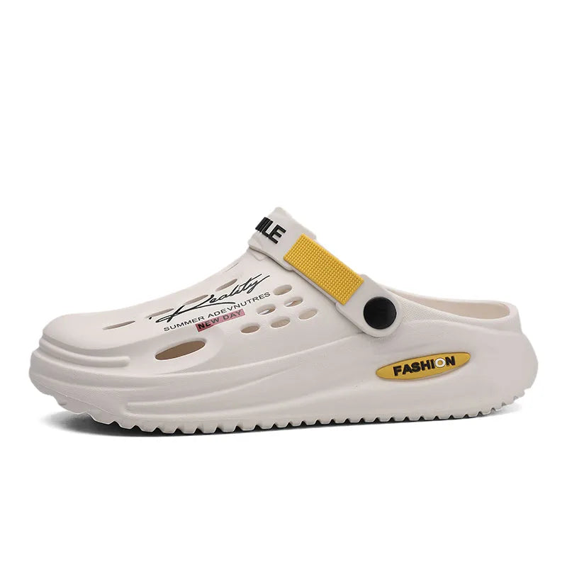 Sandales d'été pour hommes, pantoufles décontractées massantes, claquettes antidérapantes, sandales pour hommes, chaussures de plage à trous pour intérieur et extérieur, grandes tailles