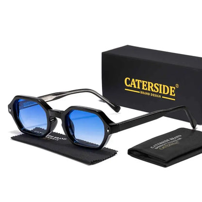CATERSIDE Polygon Sunglasses Fashion Men Small Frame Gradient Lens Sun Glasses for Summer Beach Party Ideal Choice for Gifts
