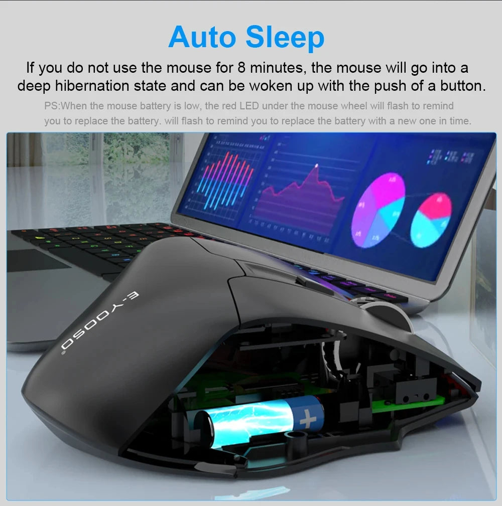 E-YOOSO X-31 Wireless Mouse 2.4G Ergonomic Mouse, 4800 DPI Optical Gaming & Office Mouse for PC, Laptop, MacBook & Notebook