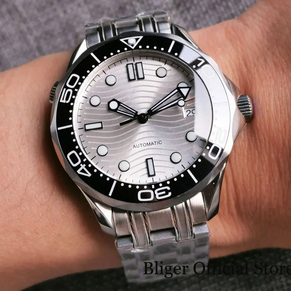 BLIGER Luxury 41mm Mechancial Men Watch Sapphire Glass NH35AMIYOTA PT5000 Movement Steel Bracelet Ceramic Bezel Date Function
