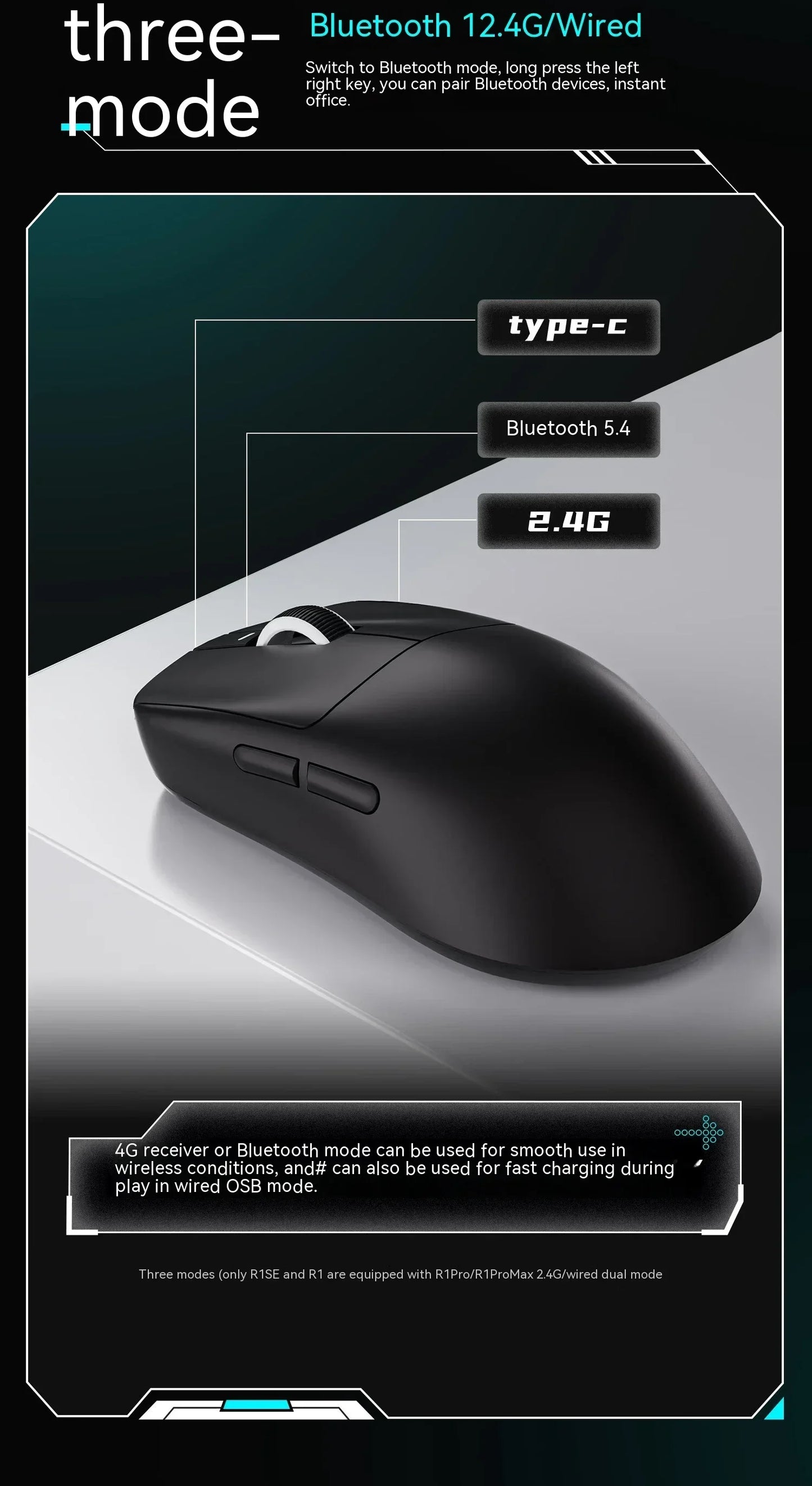 Ασύρματο ποντίκι VXE Dragonfly R1 Pro με αισθητήρα Paw3395, Nordic 52840, 2khz, Smart Speed X, χαμηλή καθυστέρηση, για γραφείο και gaming σε PC