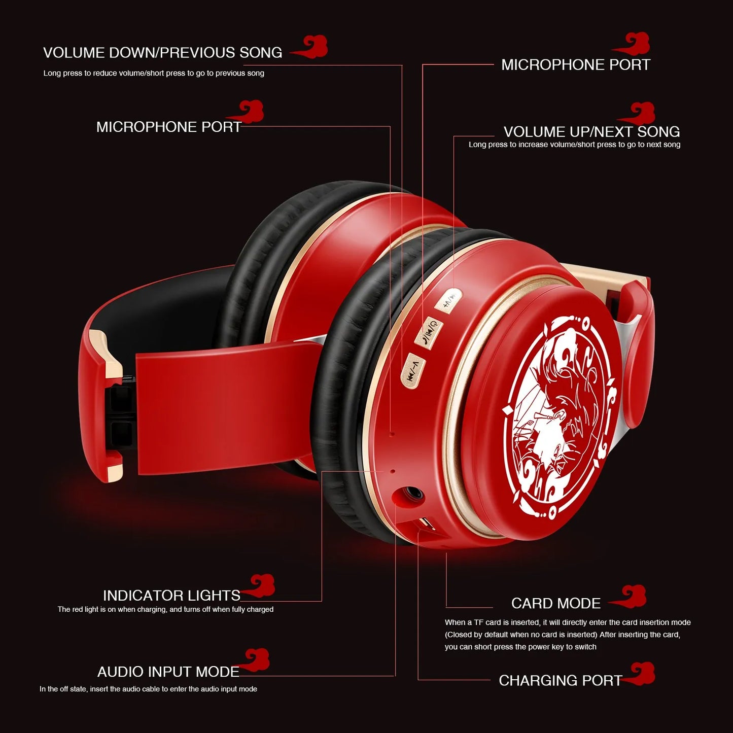 Bluetooth 5.3 Wireless Headphones with Microphone, Stereo Foldable Headset, MP3 FM Radio, Kids Gaming Earphones, Student Gift Headphones