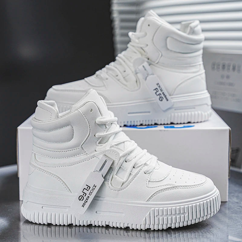 Modische Freizeit-Sneaker, High-Top-Skateboard-Schuhe, Studentenstiefel, Herren und Damen, trendig, strapazierfähig, zweifarbig, für Paare