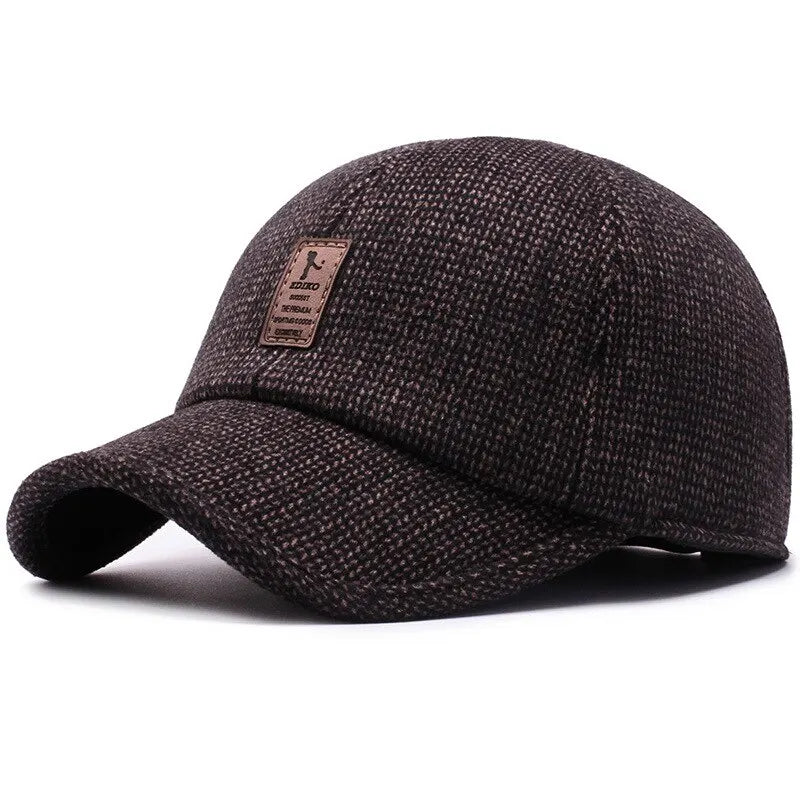 Cappellino da baseball in maglia di lana per l'inverno con paraorecchie - Cappellino da baseball da uomo, cappelli caldi e imbottiti con paraorecchie - Cappellini sportivi da golf - Snapback