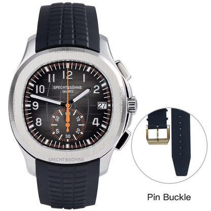Specht & Söhne New Classic 5167 Men's Watch Orange Color Sapphire Crystal Rubber Srap Sports Male Quartz Watches 50M Waterproof