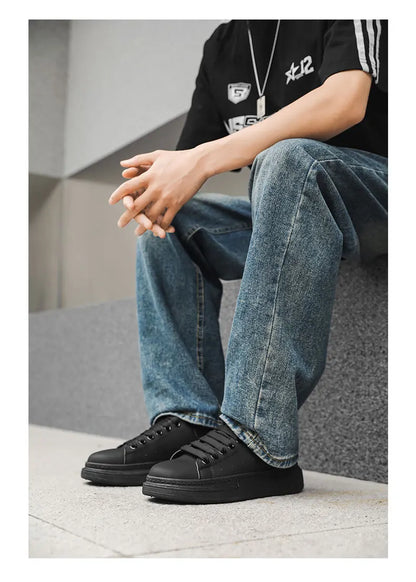 White Minimalist Sneakers For Men Comfy Leather Casual Sneakers Man Platform Skateboard Shoes Outdoor Low-cut Men's Sports Shoes
