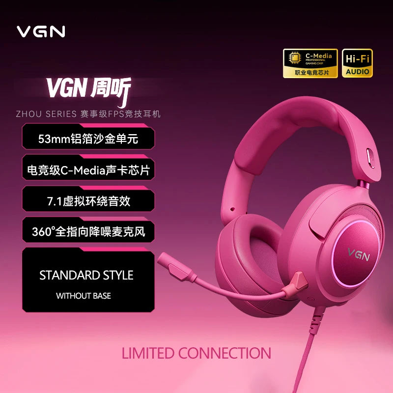 VGN Zhou Series Pro Max Over-Ear Gaming Headset, Delta Game Noise-Canceling, Four-Mode Wireless PC Bluetooth Headset
