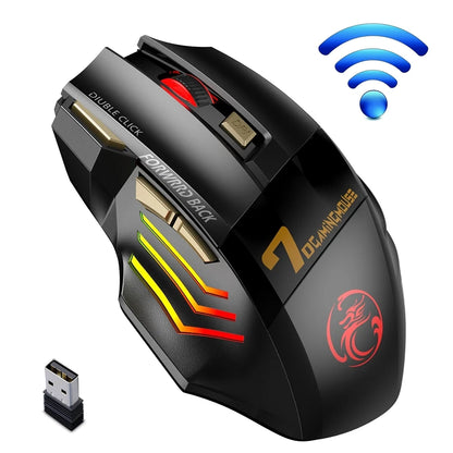 Wireless Bluetooth Mouse Rechargeable RGB Gaming Mouse, Ergonomic Silent Wireless Bluetooth Mouse with 7 Buttons, 3200 DPI Bluetooth Mouse for PC, Laptop & Mac