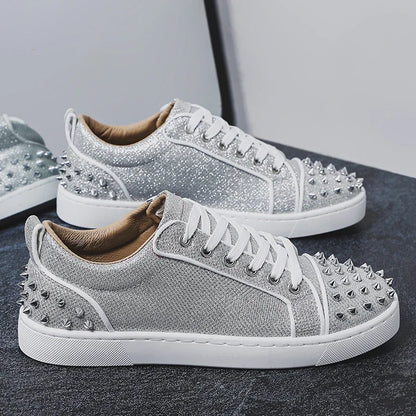 2025 New Men's Casual Shoes Comfortable Soft Punk Style Board Shoes Fashion Nail Anti Slip Wear Resistant Personalized Sneakers