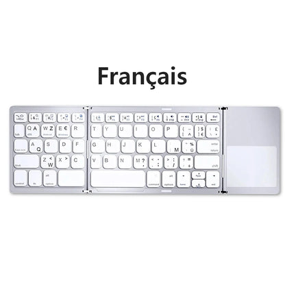 Russian/Spanish/English B033 Mini Foldable keyboard, Wireless Bluetooth Keyboard Recharger with Touchpad for Windows Android IOS