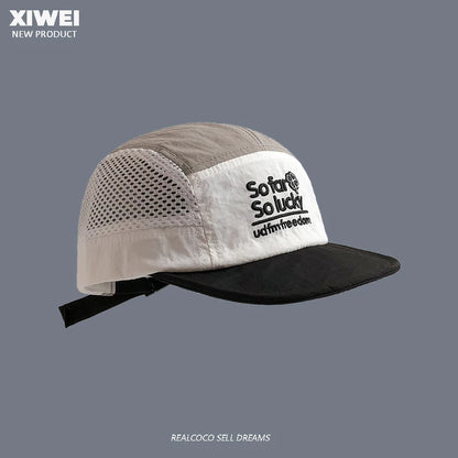 Summer Color Matching Embroidered Quick-drying Hat Men and Women Outdoor Sports Breathable Mesh Sunshade Five-panel Baseball Cap
