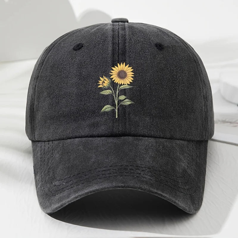 Retro Sunflower Pattern Baseball Hat Dad Hat, Suitable for Outdoor Sports, Fishing and Camping, Hiking Hat