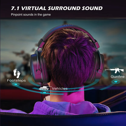 FIFINE Headset,3.5 mm jack&USB Headphone with 7.1 Surround Sound/volum control/Mute switch for PC/MAC/PS4/PS5 Mixer-H9