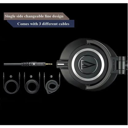 Audio-Technica ATH-M50x Professional Studio Monitor Headphones Hi-Fi Wired Over-Ear Headphones with Foldable Design for Music Production