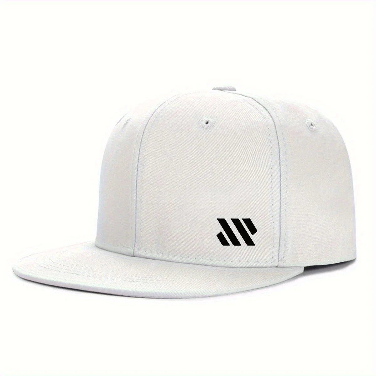 Baseballkasket med hvidt logo – unisex, justerbar, åndbar kasket med flad skygge – letvægtskasket til udendørs brug og rejser – hovedbeklædning