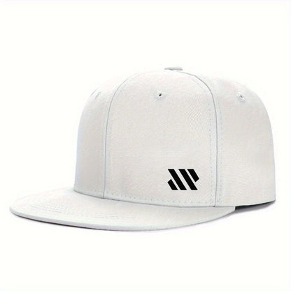 Baseballkasket med hvidt logo – unisex, justerbar, åndbar kasket med flad skygge – letvægtskasket til udendørs brug og rejser – hovedbeklædning