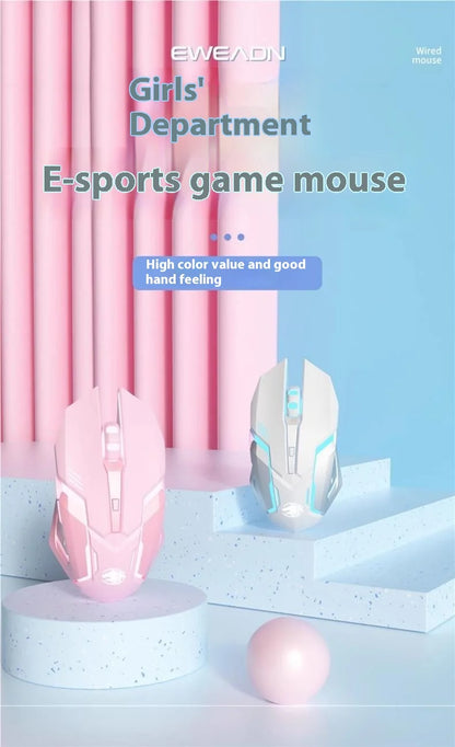 Frontline Pink Gaming Mouse Wireless Bluetooth Silent Mechanical Gaming Mouse, Cute RGB Computer Mouse for Gaming, Office & Laptop