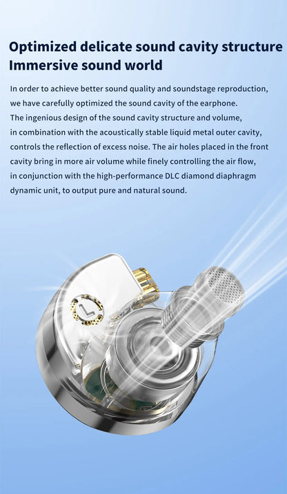 TRN Conch In-Ear Monitor Earphones – DLC Diamond Diaphragm Dynamic Driver HiFi Wired Earbuds with Tuning Nozzle Filters