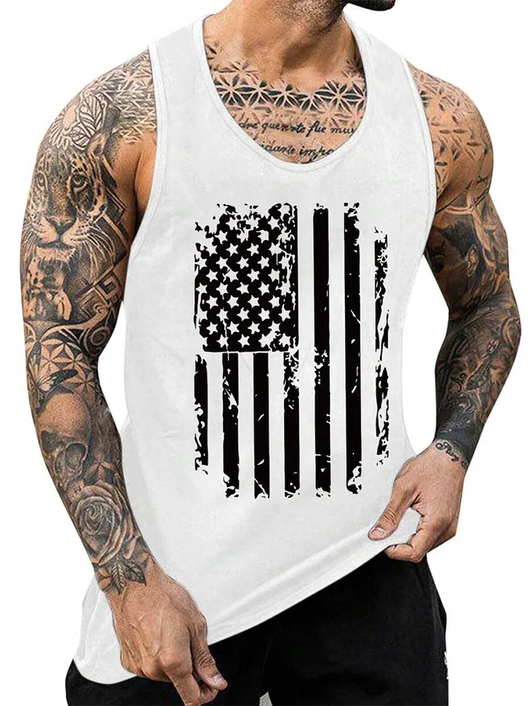Street Fashion Personality Wolf Print Men's Tank Top Summer Daily Casual Men's Cool Tank Top Outdoor Sports Men's Tank Top