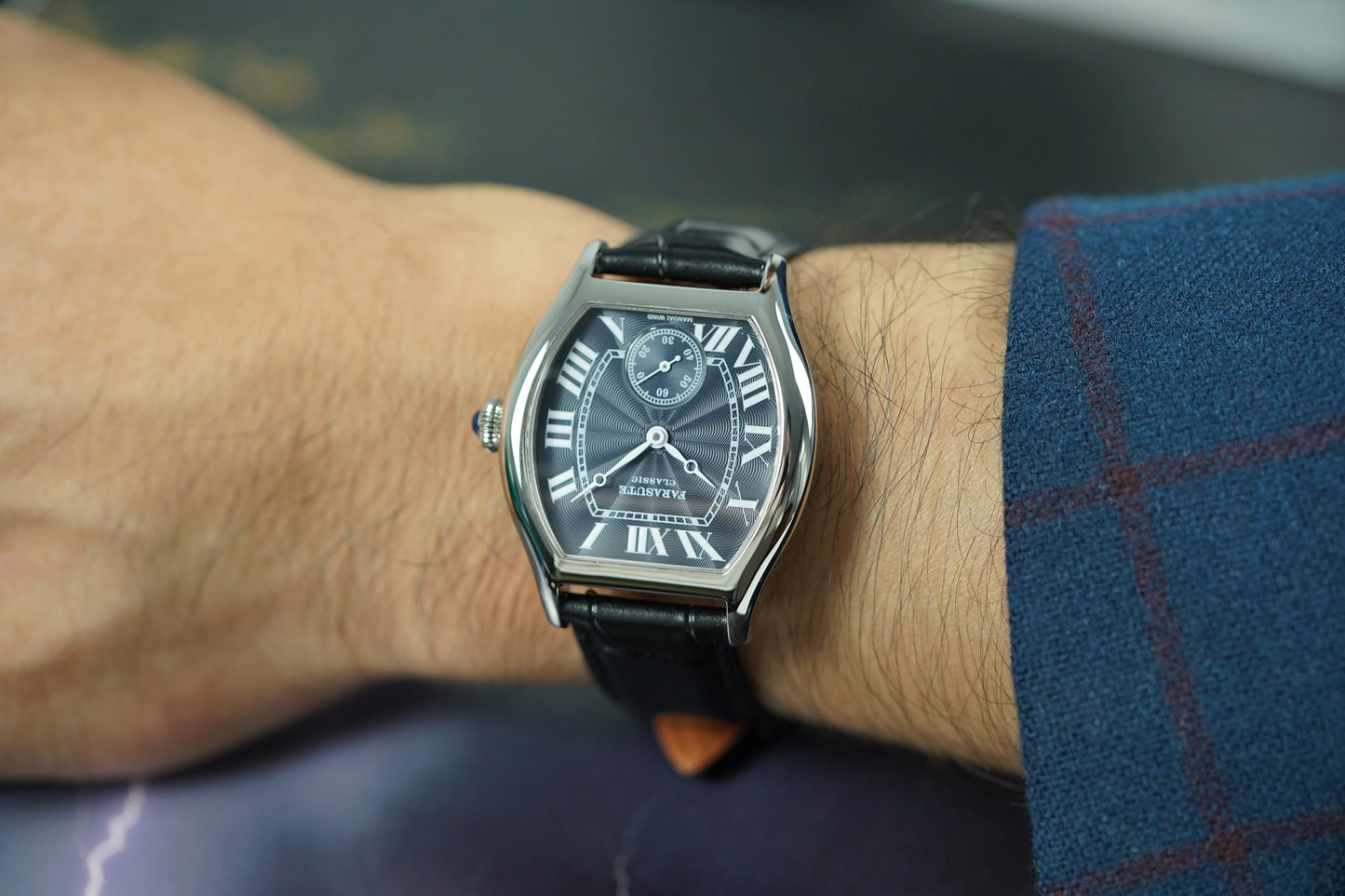 FARASUTE 36mm Retro Hangzhou Customized Manual Mechanical Movement Wristwatches Sapphire 5Bar Waterproof Watch Men reloj hombre