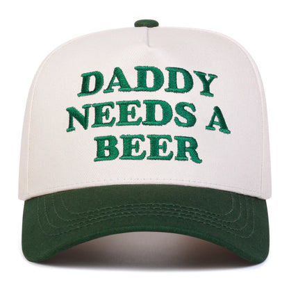 Cappellini da baseball unisex con ricamo "DADDY NEEDS A BEER", per primavera e autunno, da esterno, casual, regolabili, cappellino da sole, cappellino sportivo