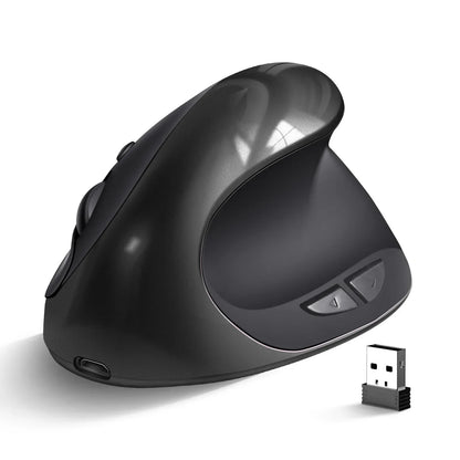 BTS-908 Ergonomic Wireless Mouse, Rechargeable Vertical Wireless Mouse with 2.4GHz USB Receiver, 1600 DPI Adjustable, 6-Button Ergonomic Mouse for Office & Laptop