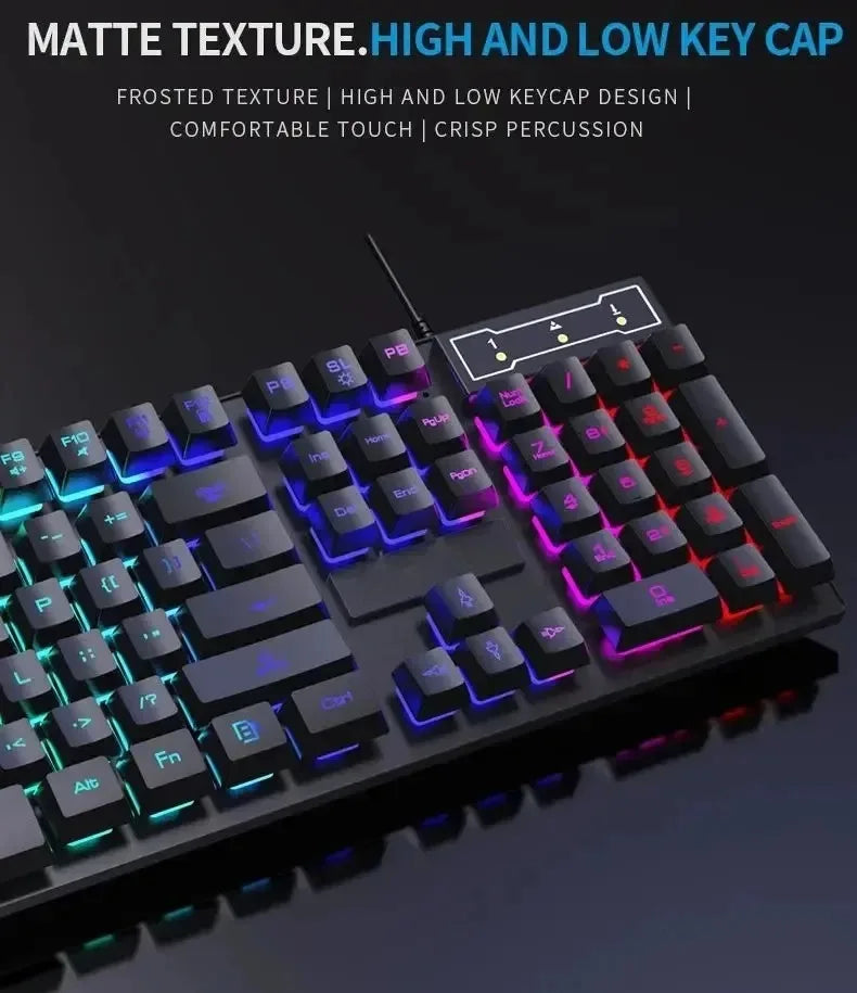 Kebidumei 104 key Backlit Mechanical Keyboard Wired Gaming Keyboard Luminous keyboard And Mouse Set for Gamer PC Laptop Office