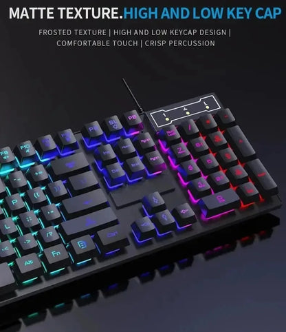 Kebidumei 104 key Backlit Mechanical Keyboard Wired Gaming Keyboard Luminous keyboard And Mouse Set for Gamer PC Laptop Office