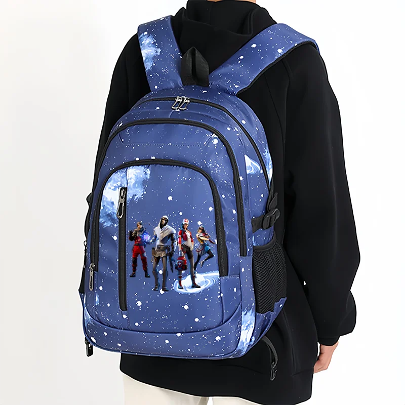 Mochila Fortnite Céu Estrelado de Grande Capacidade, Impermeável, com Compartimento para Portátil e Estampado de Personagem do Jogo, para Estudantes, Rapazes e Raparigas, Regresso às Aulas