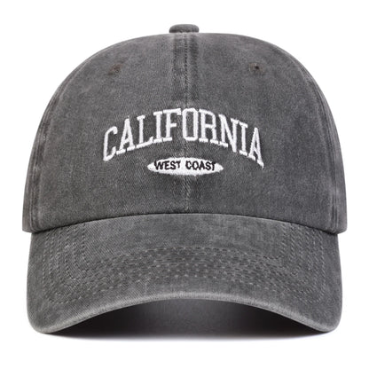 Cappellini da baseball unisex CALIFORNIA con ricamo di lettere, lavabili, per primavera e autunno, da esterno, casual, regolabili, con protezione solare