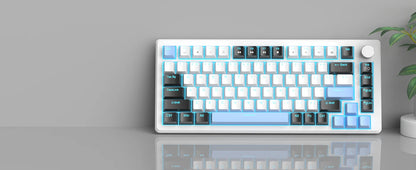 MageGee 75% Mechanical Gaming Keyboard with Knob Control, Compact Blue Backlit Wired Keyboard Black/Brown Switches for PCWindows