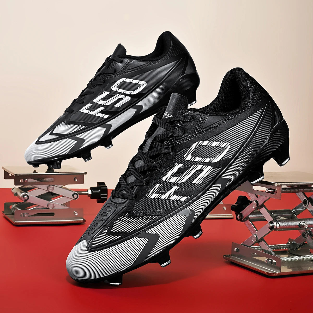Lightweight AG /FG Soccer cleats PU Fabric Sweat Absorbent Upper TPU Non-slip Sole Durable Boys Girls Football Training