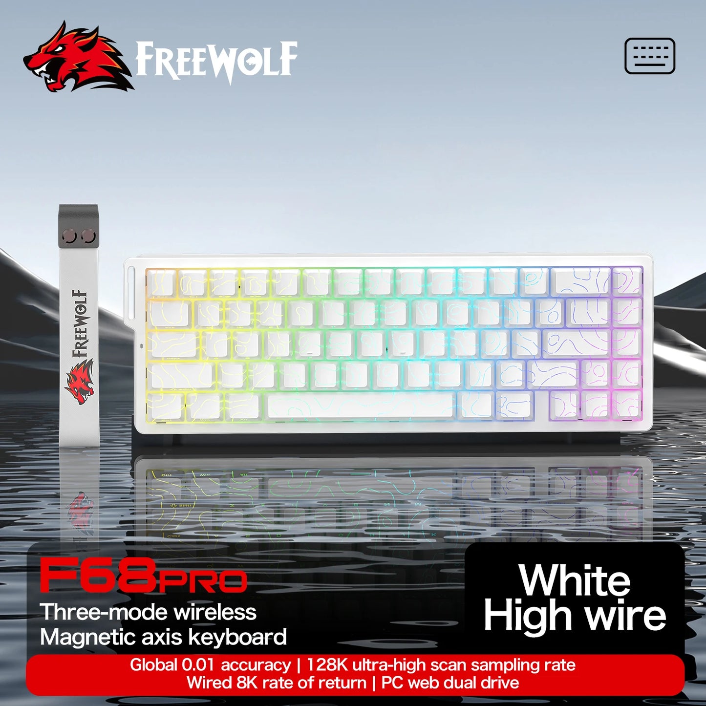 Magnetische Switch-Tastatur ATTACK SHARK X68HE kabelgebunden und FREEWOLF F68 kabelgebunden F68Pro kabellos für Pro-Gaming 8K Hz 0.01mm Rapid Trigger