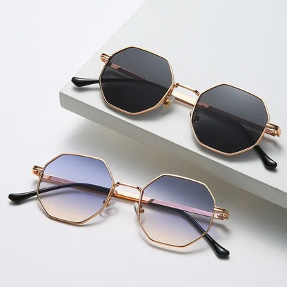 Luxury Square Sunglasses Man Woman Fashion Small Frame Polygon Sun Glasses Metal Vintage Retro Brand Octagon Gafas De Sol UV400