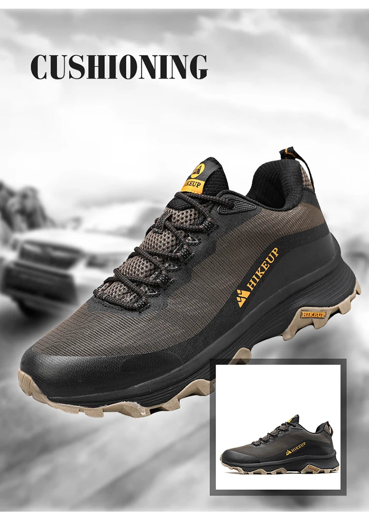 HIKEUP Chaussures de course en plein air pour hommes et femmes, antidérapantes, randonnée, camping, sports de trail, chaussures de sécurité pour hommes, confortables, baskets de trekking