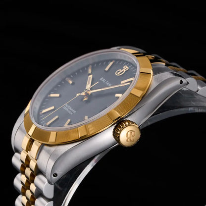 Baltany S4102 Business Man Automatic Mechanical Wristwatch 36mm Linen Dial Engine Turned Bezel NH35 Luxury Dress Watch For Man