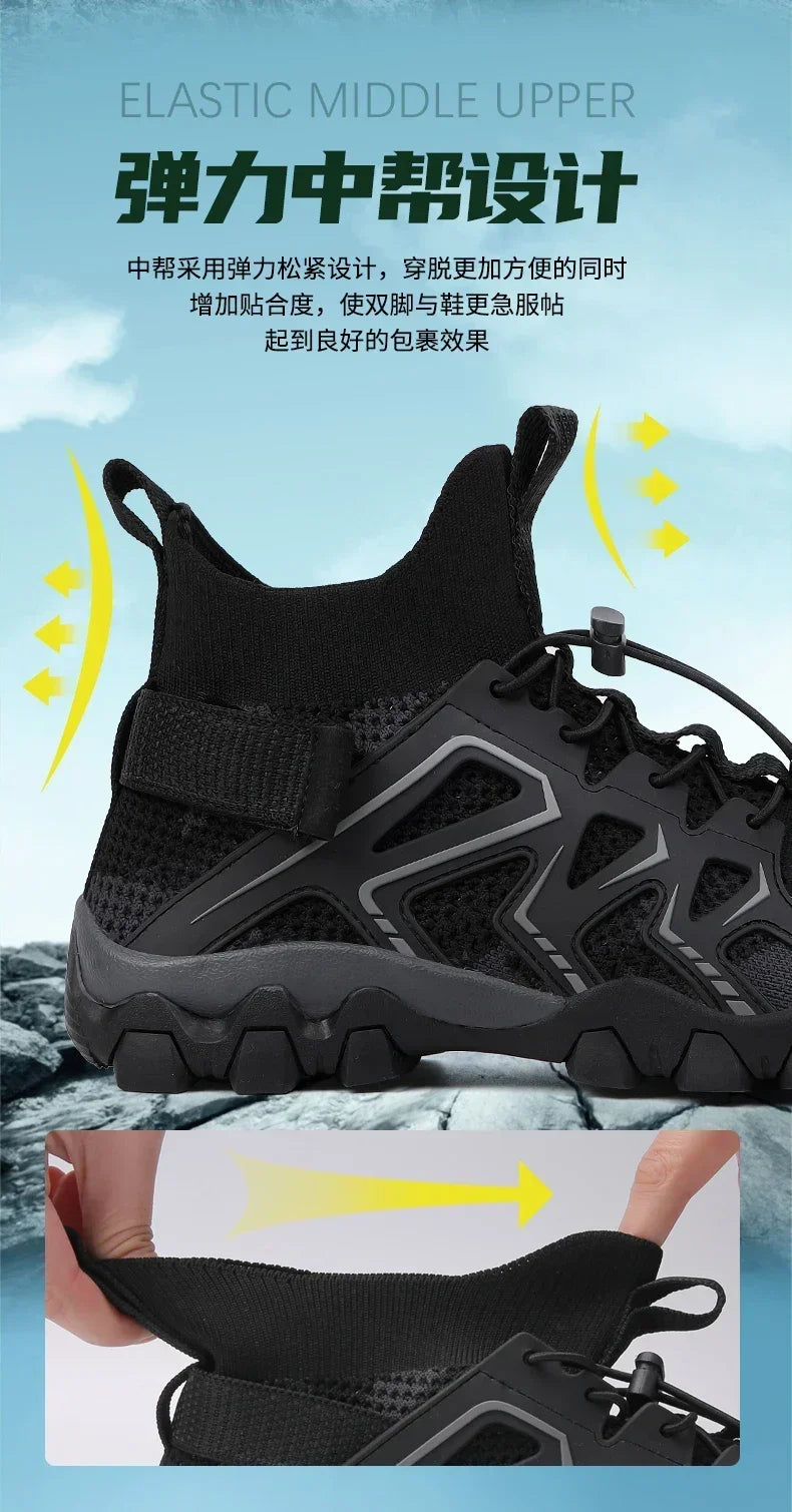 Chaussures unisexes respirantes à séchage rapide pour la pêche et les sports nautiques, bottes aquatiques d'été pour la pêche en amont, chaussures de plage antidérapantes pour femmes, à porter pieds nus