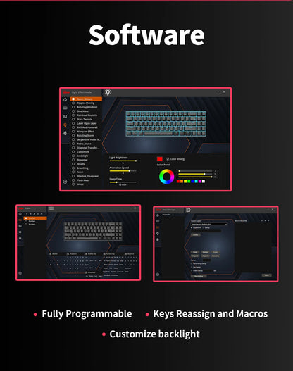 RK Royal Kludge RK61 2.4G Wireless Bluetooth Mechanical Keyboard Tri-mode 61 Keys RGB Backlit Mini Hot-swappable Gamer Keyboard