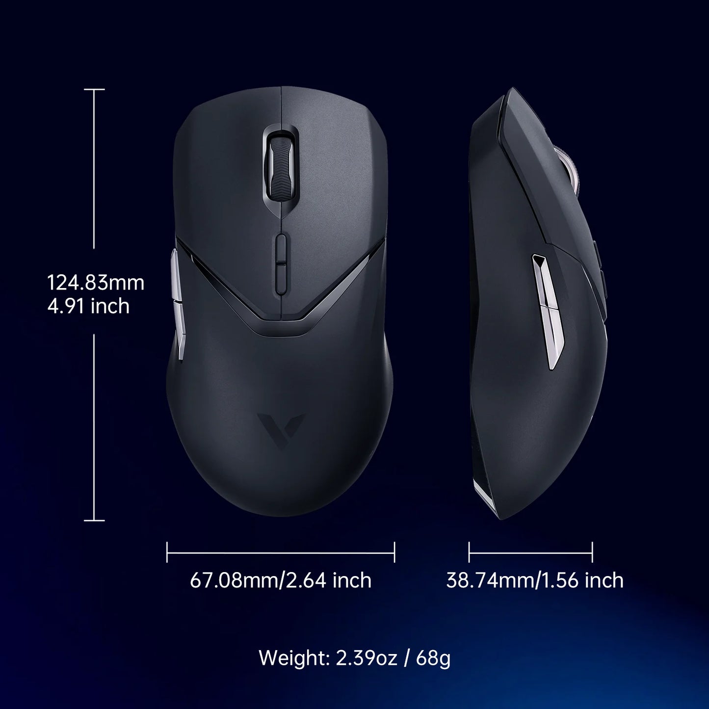 Rapoo VT9PRO Wireless Gaming Mouse PAW3398 26000 DPI Lightweight Programmable Ergonomic Gaming Mouse with Type-C Rechargeable Dual Mode