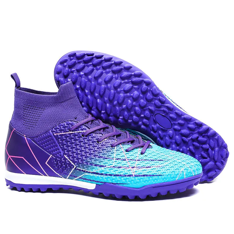New Professional High-Top Football Shoes Artificial Grass Leather Youth Students Training Soccer Shoes for Men and Women Sports