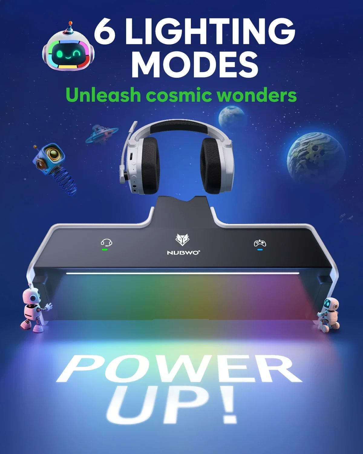 NUBWO G06 Pro Wireless Gaming Headset with Charging Station, Bluetooth 5.3 Gaming Headphones for PS5, PS4 & PC, ENC Microphone, 120-Hour Battery Life