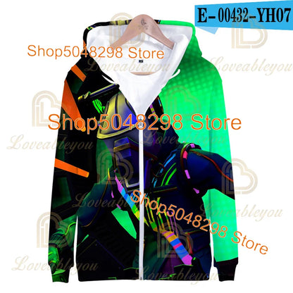 Sweatshirt Fortnite para Adultos e Crianças, Hoodie Infantil com Fecho, Estampado 3D de Jogo, para Rapazes e Raparigas, Estilo Harajuku, Manga Comprida, Roupa para Adolescentes