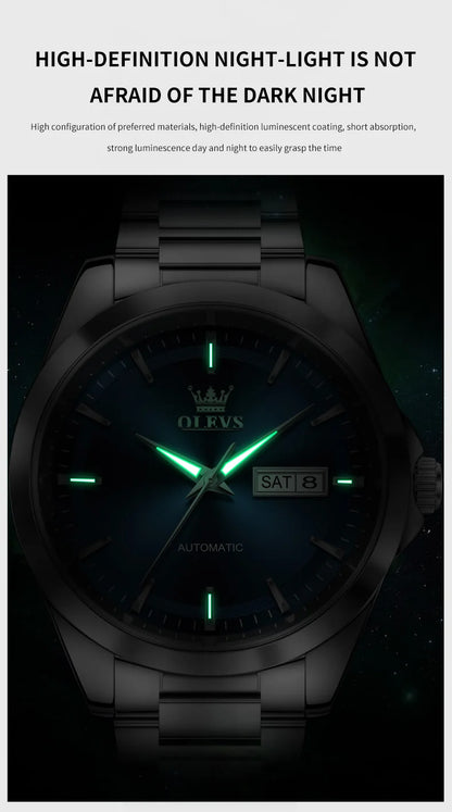 OLEVS Watches Man 7090 Luxury Original Automatic Mechanical Watch Waterproof Large Dial Week Date Watches For Man Gifts New
