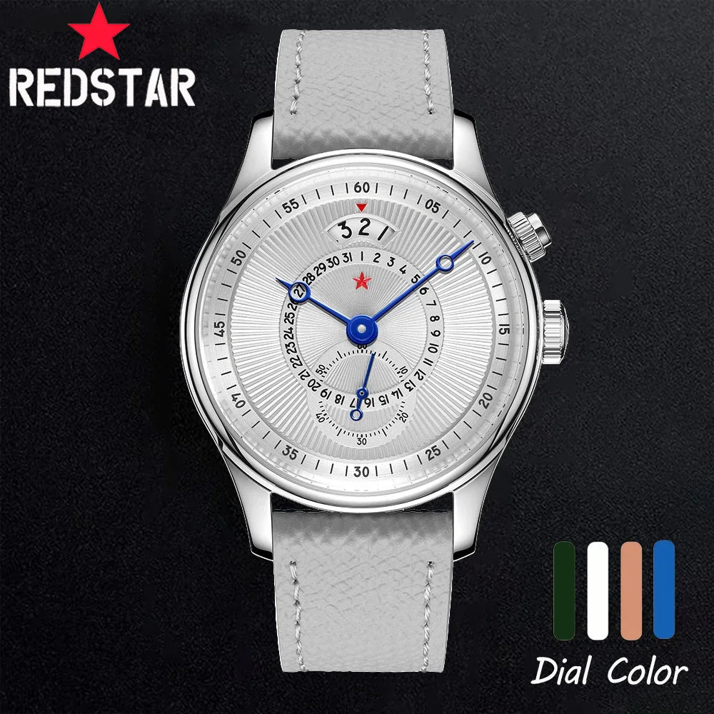 Red Star 40mm Premium Men's Watch with Seagull ST1716 Movement 3ATM Waterproof Calendar Automatic Mechanical Watch for Men